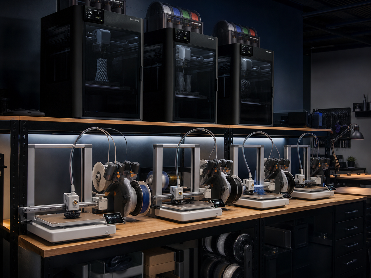 Professional ShapEVO production farm with multiple 3D printers